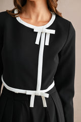 JOHANNA CONTRAST BANDED CROP BOW JACKET
