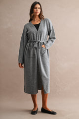 FAYE KNITTED OPEN FRONT LONG CARDIGAN