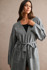 FAYE KNITTED OPEN FRONT LONG CARDIGAN