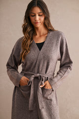 FAYE KNITTED OPEN FRONT LONG CARDIGAN