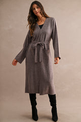 FAYE KNITTED OPEN FRONT LONG CARDIGAN