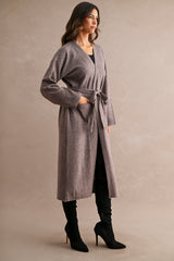 FAYE KNITTED OPEN FRONT LONG CARDIGAN