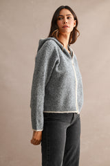 MEIRA CONTRAST DETAIL HOODIE ZIP UP CARDIGAN