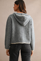 MEIRA CONTRAST DETAIL HOODIE ZIP UP CARDIGAN