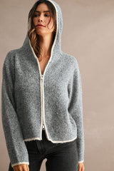 MEIRA CONTRAST DETAIL HOODIE ZIP UP CARDIGAN