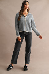 MEIRA CONTRAST DETAIL HOODIE ZIP UP CARDIGAN