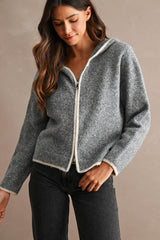 MEIRA CONTRAST DETAIL HOODIE ZIP UP CARDIGAN