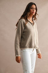 MEIRA CONTRAST DETAIL HOODIE ZIP UP CARDIGAN
