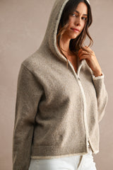 MEIRA CONTRAST DETAIL HOODIE ZIP UP CARDIGAN
