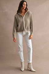 MEIRA CONTRAST DETAIL HOODIE ZIP UP CARDIGAN