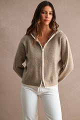 MEIRA CONTRAST DETAIL HOODIE ZIP UP CARDIGAN