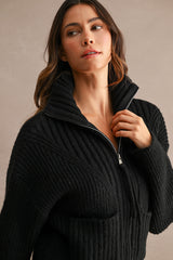 BLAKE RIBBED ZIP UP CARDIGAN