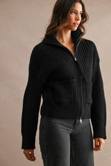 BLAKE RIBBED ZIP UP CARDIGAN