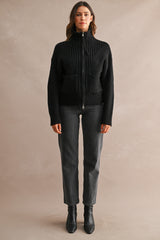 BLAKE RIBBED ZIP UP CARDIGAN