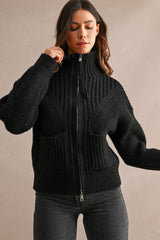 BLAKE RIBBED ZIP UP CARDIGAN