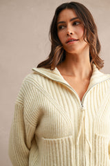BLAKE RIBBED ZIP UP CARDIGAN