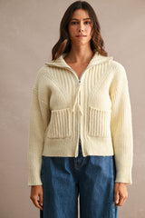 BLAKE RIBBED ZIP UP CARDIGAN