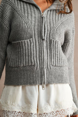 BLAKE RIBBED ZIP UP CARDIGAN