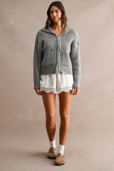 BLAKE RIBBED ZIP UP CARDIGAN
