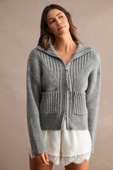 BLAKE RIBBED ZIP UP CARDIGAN