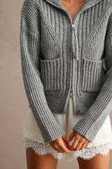 BLAKE RIBBED ZIP UP CARDIGAN