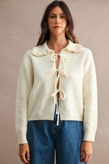 ADLEY RUFFLE COLLAR OPEN TIE CARDIGAN