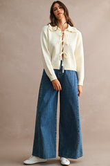 ADLEY RUFFLE COLLAR OPEN TIE CARDIGAN