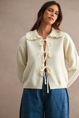 ADLEY RUFFLE COLLAR OPEN TIE CARDIGAN