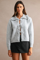 ADLEY RUFFLE COLLAR OPEN TIE CARDIGAN