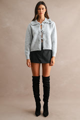 ADLEY RUFFLE COLLAR OPEN TIE CARDIGAN