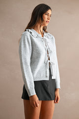 ADLEY RUFFLE COLLAR OPEN TIE CARDIGAN