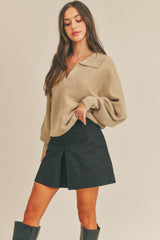 GABI COLLAR KNIT TOP LONG SLEEVE