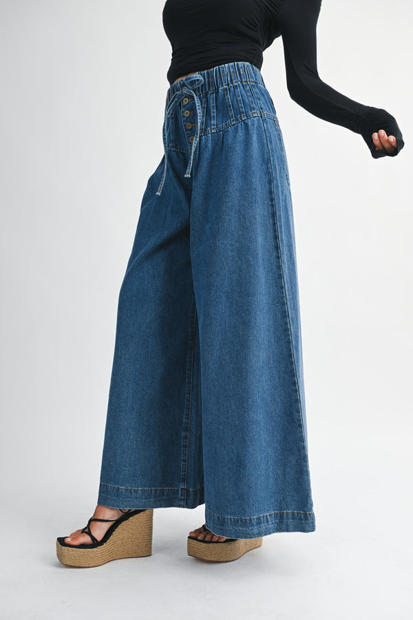 CECILIA PLEATED YOKE PULL ON JEANS