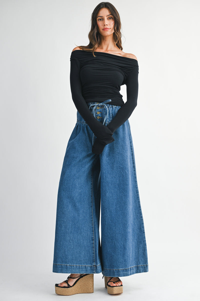 CECILIA PLEATED YOKE PULL ON JEANS