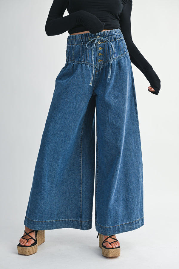 CECILIA PLEATED YOKE PULL ON JEANS