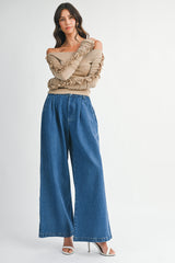 MADDISON DENIM LONG WIDE LEG PANTS