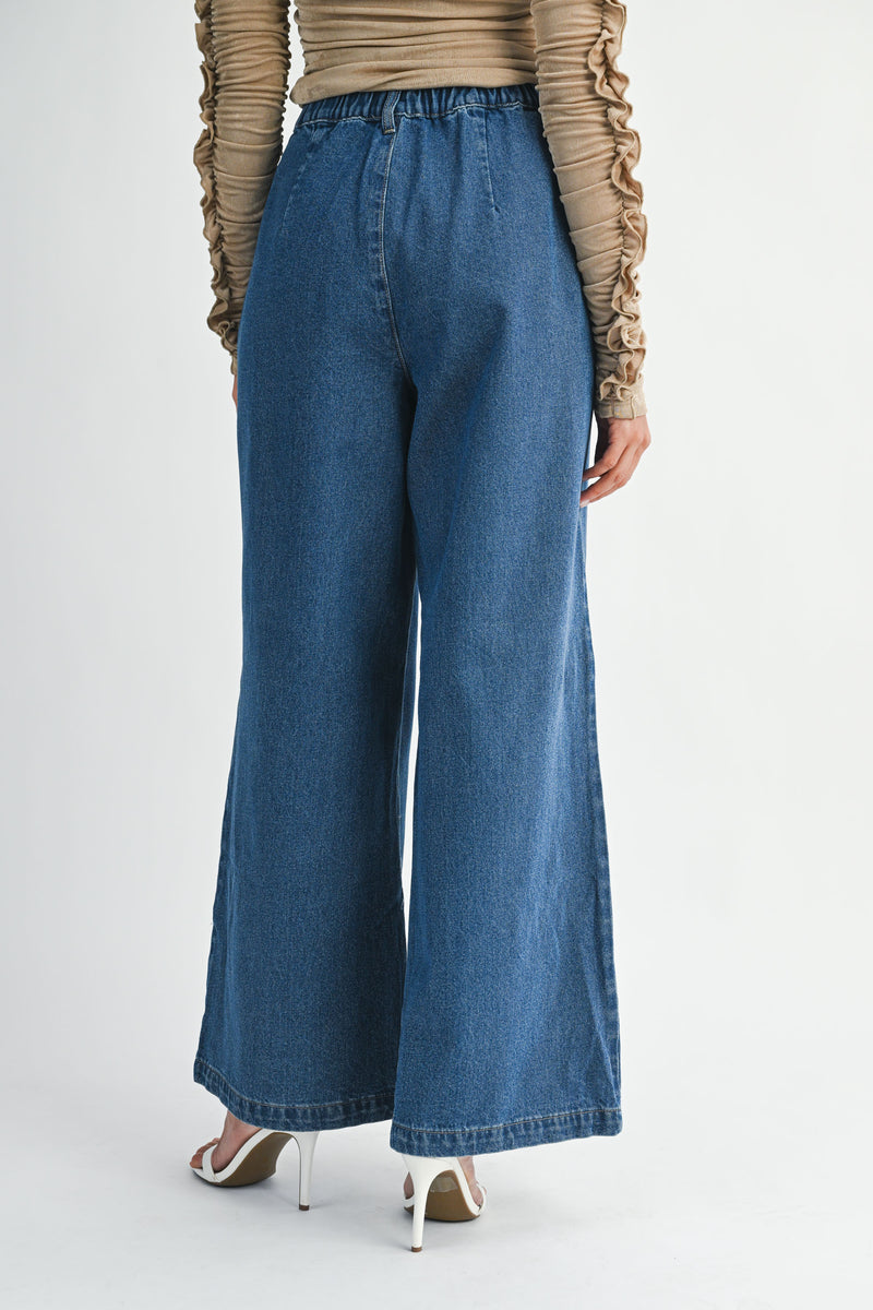 MADDISON DENIM LONG WIDE LEG PANTS