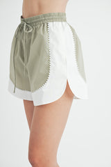 KENIA ELASTICIZED WAIST WITH TIE AND TRIM DETAILING SHORTS