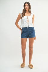 LINDEN DOUBLE BUTTON DENIM SHORTS