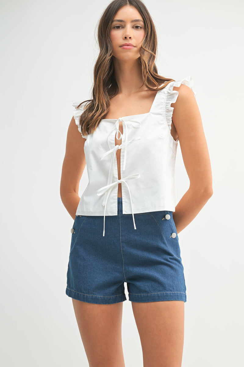 LINDEN DOUBLE BUTTON DENIM SHORTS