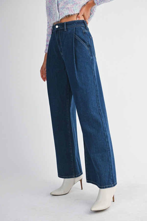 SASHA DENIM PINTUCK PANTS