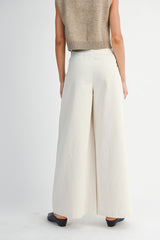 ILSA PLEATED WASHED TWILL WIDE LEG PANTS