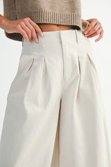 ILSA PLEATED WASHED TWILL WIDE LEG PANTS