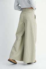 ILSA PLEATED WASHED TWILL WIDE LEG PANTS