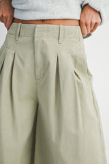 ILSA PLEATED WASHED TWILL WIDE LEG PANTS