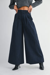 ILSA PLEATED WASHED TWILL WIDE LEG PANTS