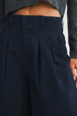 ILSA PLEATED WASHED TWILL WIDE LEG PANTS
