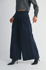 ILSA PLEATED WASHED TWILL WIDE LEG PANTS