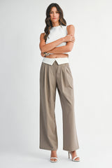 ENSLEY CONTRAST WAIST LONG PANTS