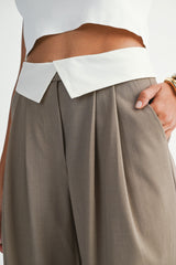 ENSLEY CONTRAST WAIST LONG PANTS